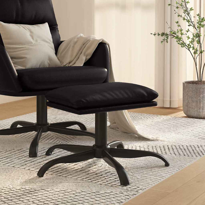 Taburet, negru, 60x60x36 cm, piele ecologică WALTI