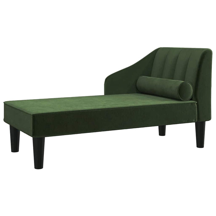 Șezlong cu perne și suport, verde închis, catifea WALTI