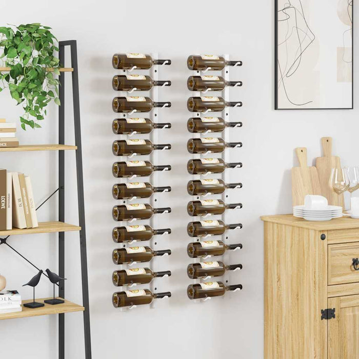 Suport sticle de vin de perete, 12 sticle, 2 buc., alb, fier - WALTI WALTI