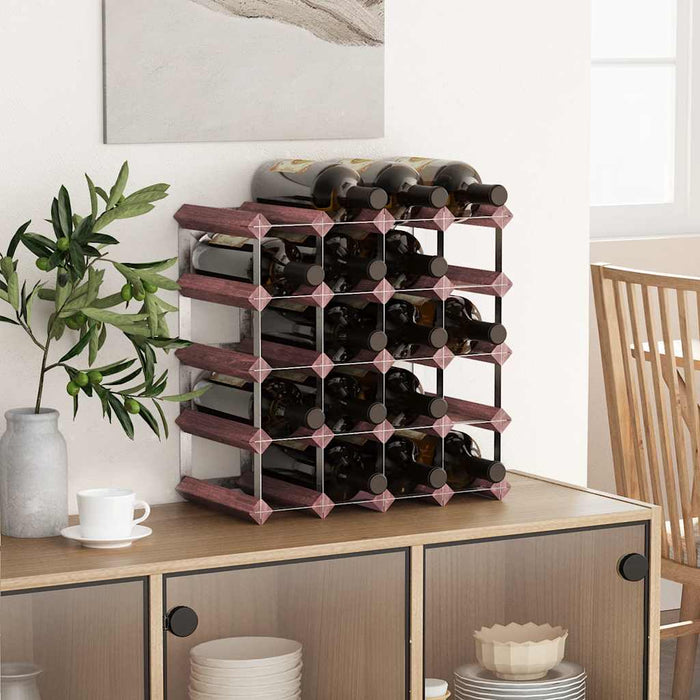 Suport sticle de vin, 20 sticle, maro, lemn masiv de pin - WALTI WALTI