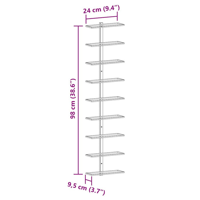 Suport sticle de vin, de perete, 9 sticle, 2 buc., auriu, fier - WALTI WALTI