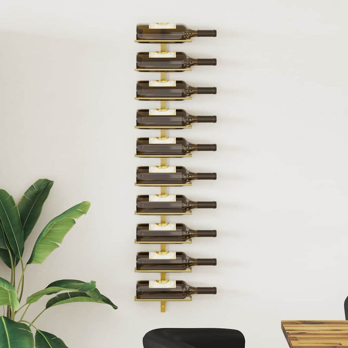 Suport sticle de vin, de perete, 10 sticle, auriu, metal - WALTI WALTI