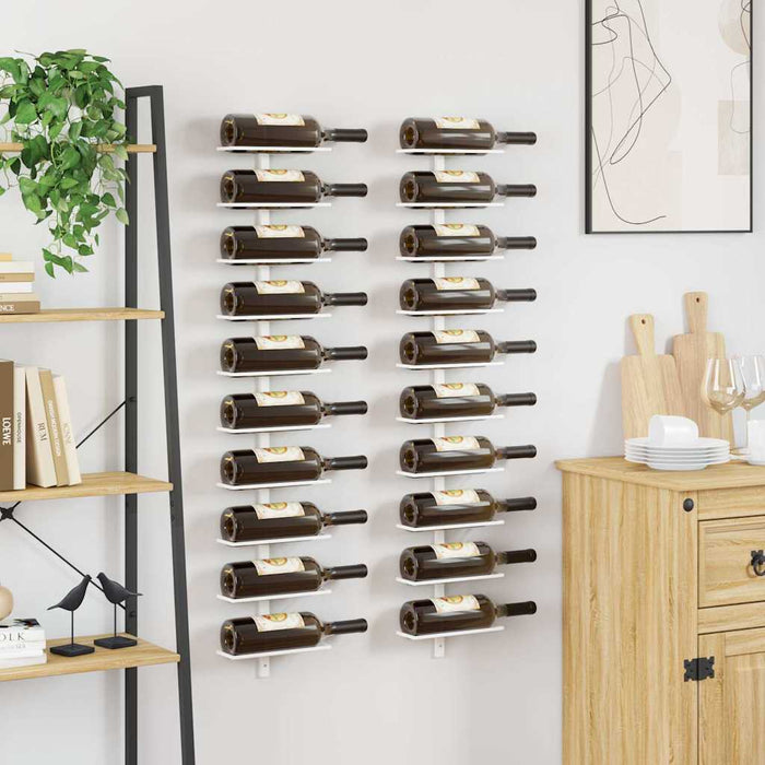 Suport sticle de vin, de perete, 10 sticle, 2 buc., alb, metal - WALTI WALTI