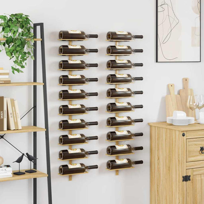 Suport sticle de vin, de perete, 10 sticle, 2 buc, auriu, metal - WALTI WALTI