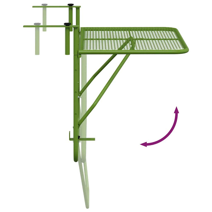 Masă de balcon, verde, 60x40 cm, oțel WALTI
