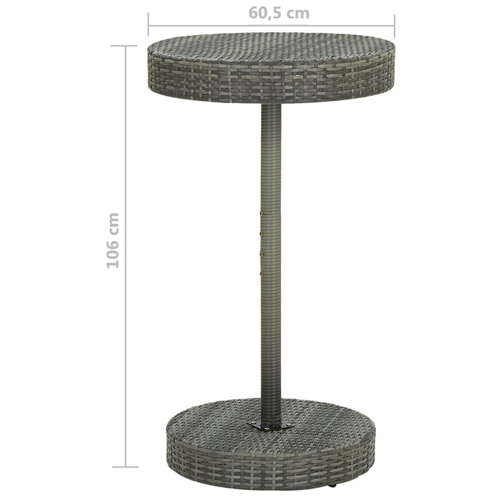 Set mobilier bar de grădină, cu perne, 3 piese, gri, poliratan WALTI