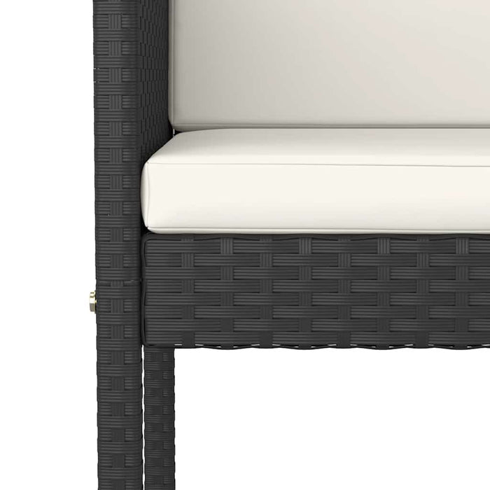 Set mobilier bar de grădină cu perne, 5 piese, negru, poliratan WALTI