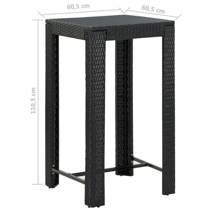 Set mobilier bar de grădină cu perne, 5 piese, negru, poliratan WALTI