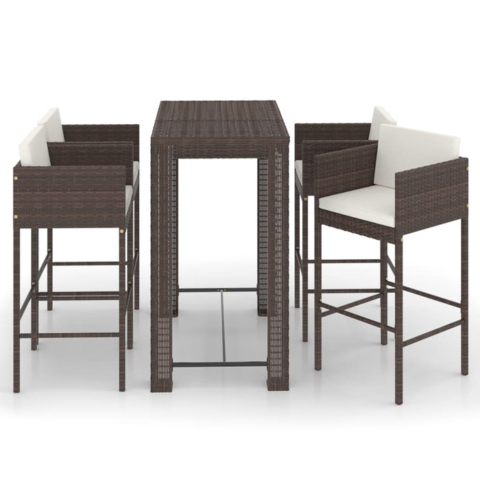 Set mobilier bar de grădină cu perne, 5 piese, maro, poliratan - WALTI WALTI