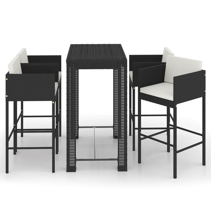Set mobilier bar de grădină cu perne, 5 piese, negru, poliratan - WALTI WALTI