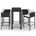 Set mobilier bar de grădină cu perne, 5 piese, negru, poliratan - WALTI WALTI