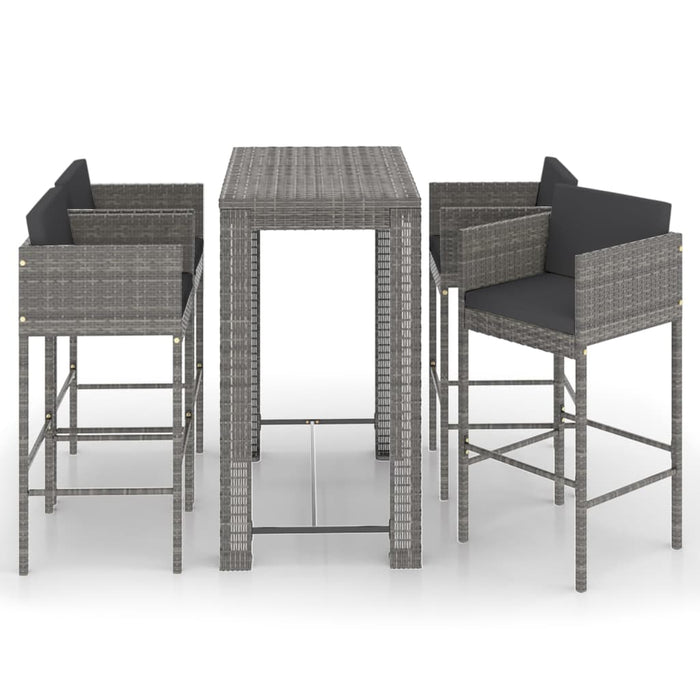 Set mobilier bar de grădină cu perne, 5 piese, gri, poliratan - WALTI WALTI
