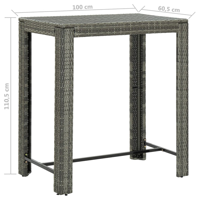 Set mobilier bar de grădină cu perne, 5 piese, gri, poliratan - WALTI WALTI