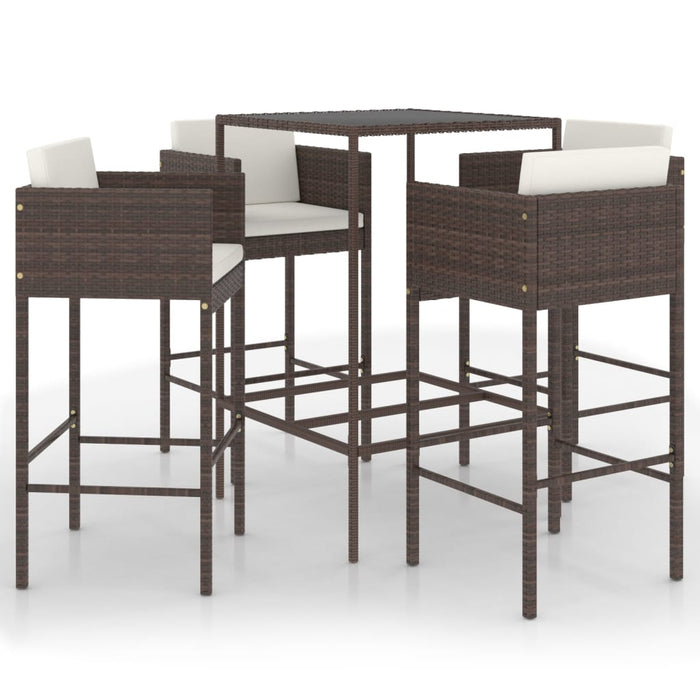 Set mobilier bar de grădină cu perne, 5 piese, maro, poliratan - WALTI WALTI