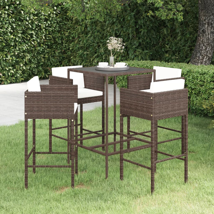 Set mobilier bar de grădină cu perne, 5 piese, maro, poliratan - WALTI WALTI