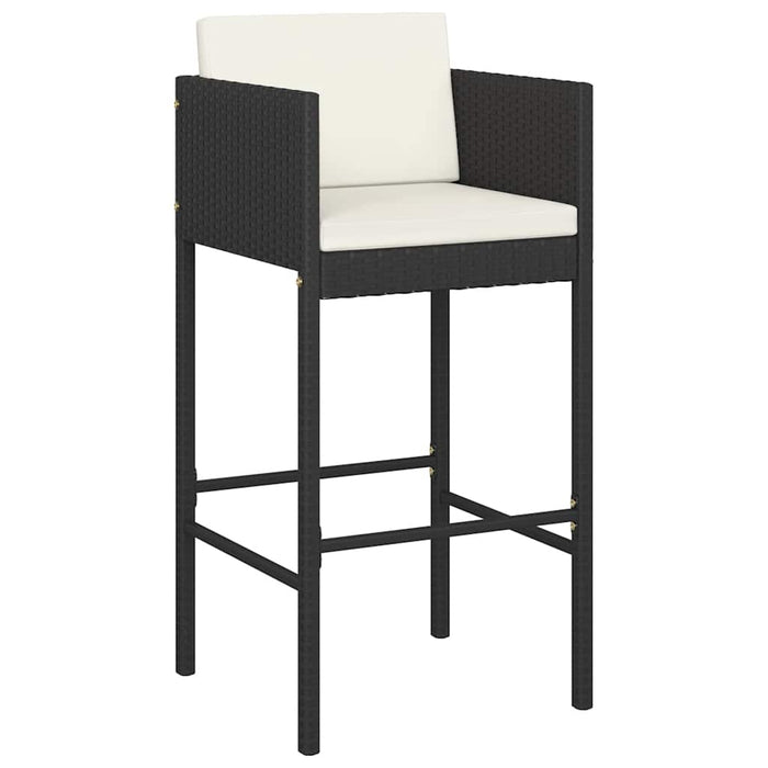 Set mobilier bar de grădină cu perne, 5 piese, negru, poliratan WALTI
