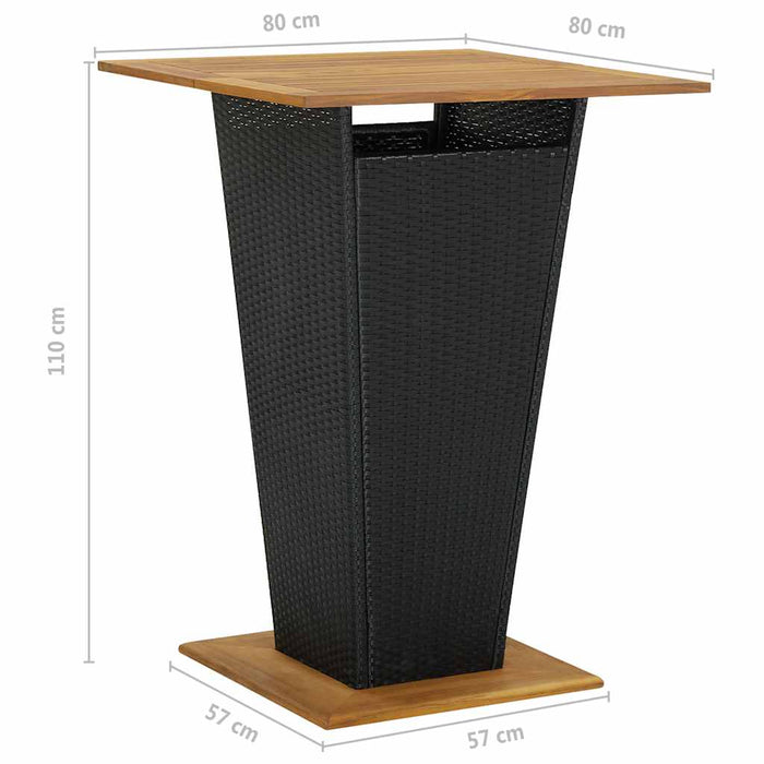 Set mobilier bar de grădină cu perne, 5 piese, negru, poliratan WALTI