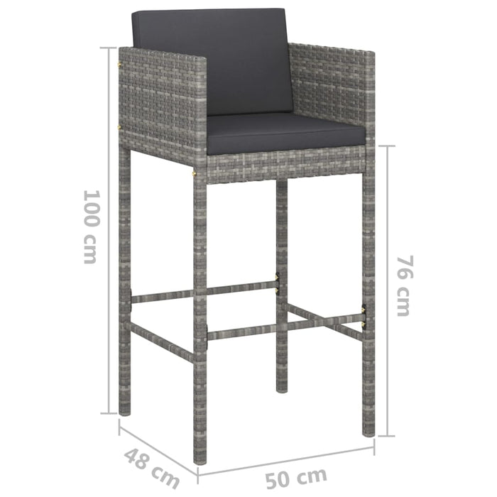 Set mobilier bar de grădină cu perne, 5 piese, gri, poliratan - WALTI WALTI