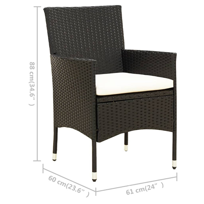 Set mobilier de exterior cu perne, 5 piese, negru, poliratan WALTI