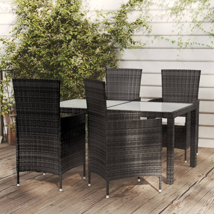 Set mobilier de exterior cu perne, 5 piese, negru, poliratan WALTI