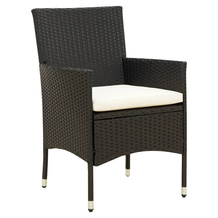 Set mobilier de exterior cu perne, 7 piese, negru, poliratan WALTI