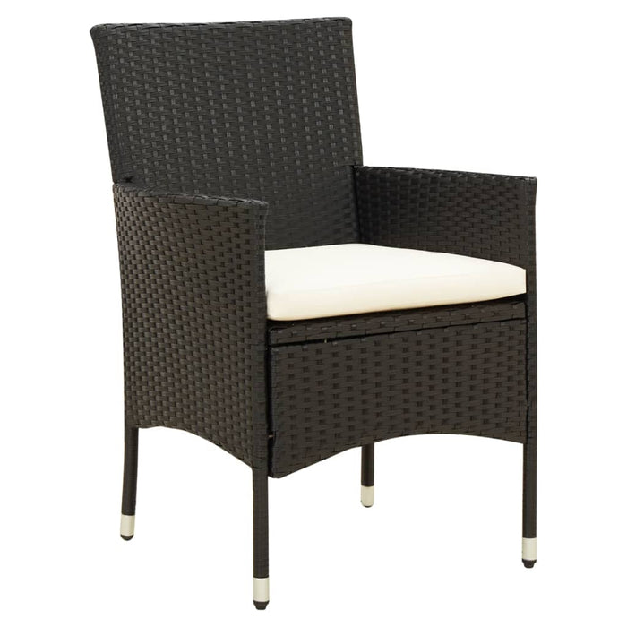 Set mobilier de exterior cu perne, 7 piese, negru, poliratan WALTI