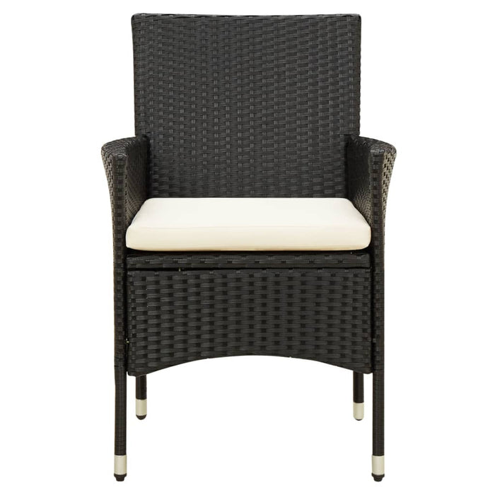 Set mobilier de exterior cu perne, 7 piese, negru, poliratan WALTI