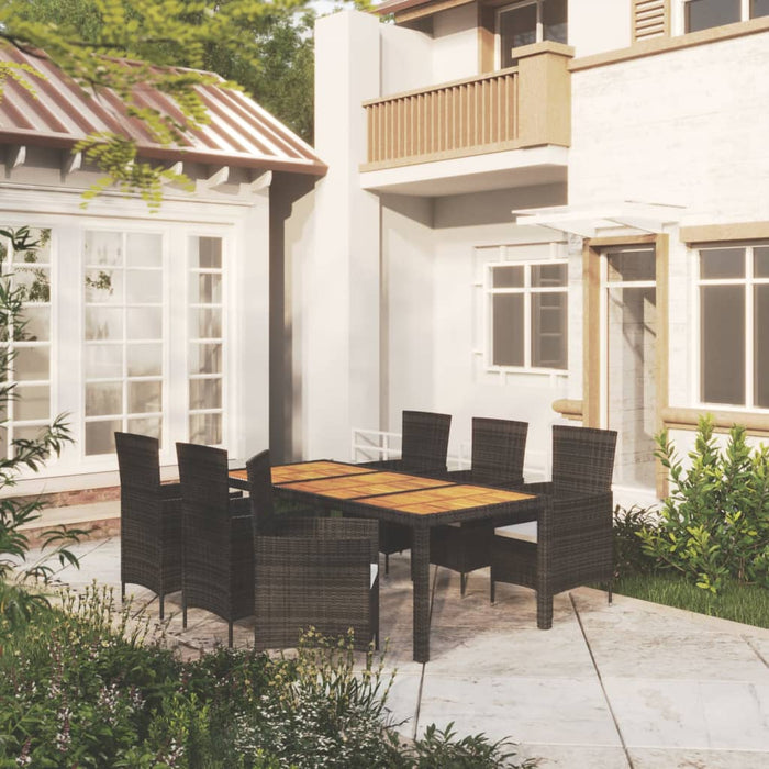 Set mobilier de exterior cu perne, 7 piese, negru, poliratan WALTI