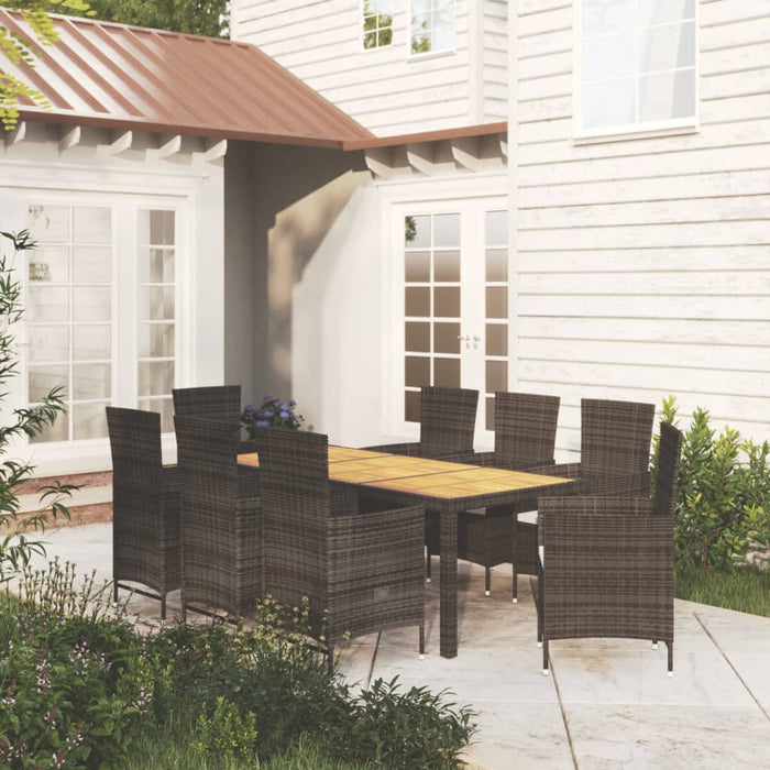 Set mobilier de grădină cu perne, 9 piese, negru, poliratan WALTI
