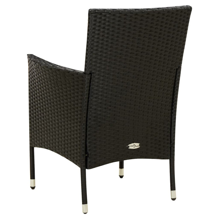 Set mobilier de exterior cu perne, 7 piese, negru, poliratan WALTI