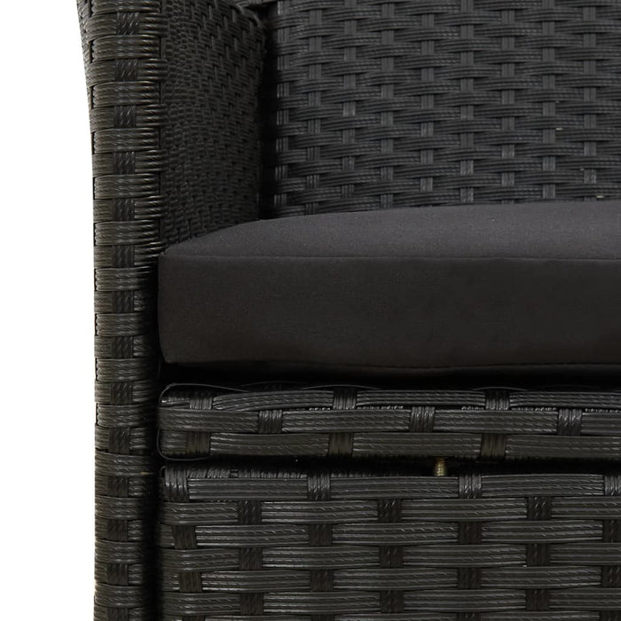 Set mobilier de exterior cu perne, 7 piese, negru, poliratan WALTI