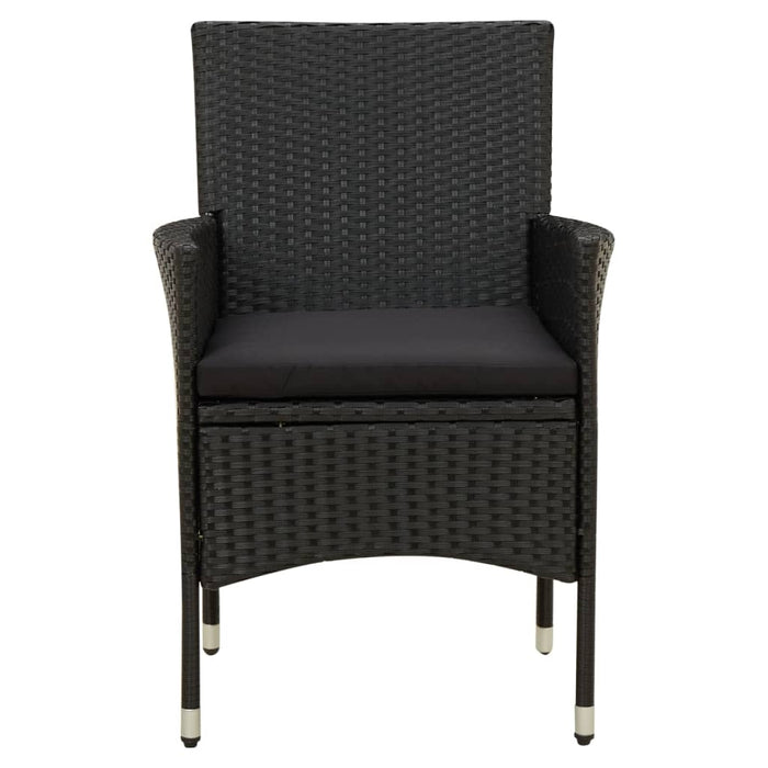 Set mobilier de exterior cu perne, 5 piese, negru, poliratan WALTI