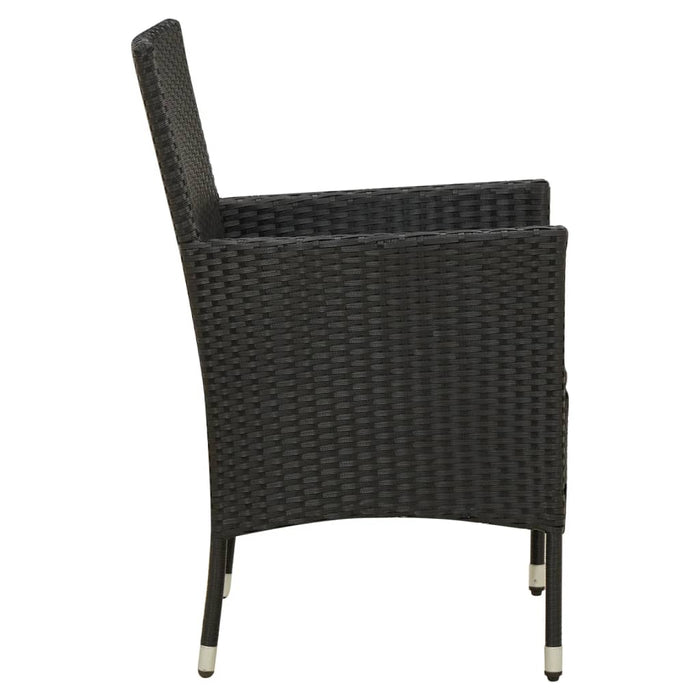 Set mobilier de exterior cu perne, 5 piese, negru, poliratan WALTI