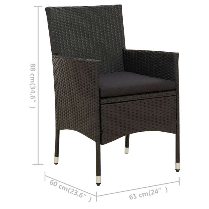 Set mobilier de exterior cu perne, 5 piese, negru, poliratan WALTI