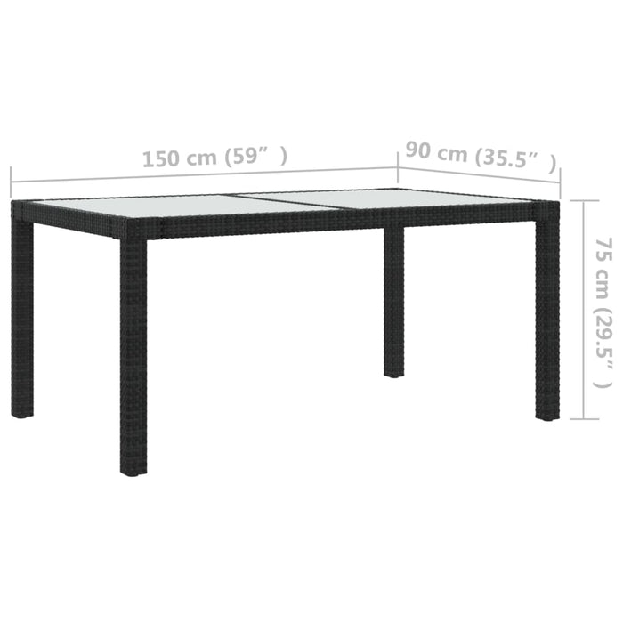 Set mobilier de exterior cu perne, 5 piese, negru, poliratan WALTI