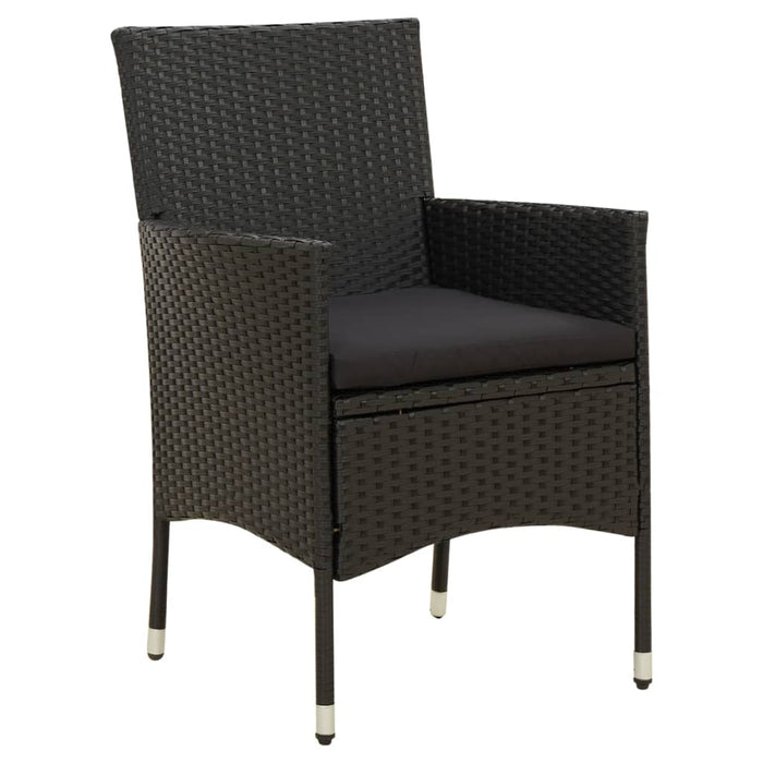 Set mobilier de exterior cu perne, 7 piese, negru, poliratan WALTI