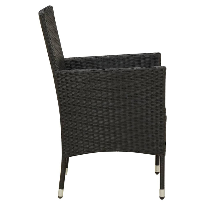 Set mobilier de exterior cu perne, 7 piese, negru, poliratan WALTI
