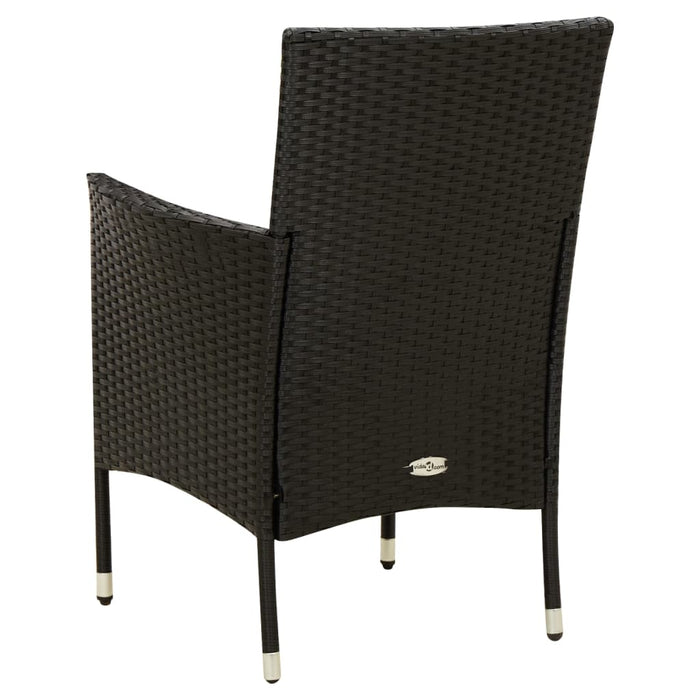 Set mobilier de exterior cu perne, 7 piese, negru, poliratan WALTI