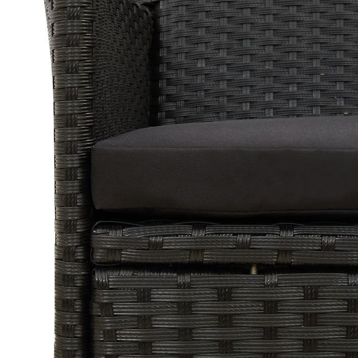 Set mobilier de exterior cu perne, 7 piese, negru, poliratan WALTI