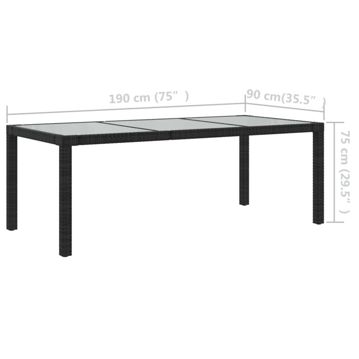 Set mobilier de exterior cu perne, 7 piese, negru, poliratan WALTI