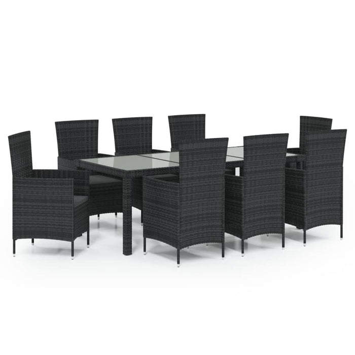 Set mobilier de grădină cu perne, 9 piese, negru, poliratan - WALTI WALTI