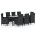 Set mobilier de grădină cu perne, 9 piese, negru, poliratan - WALTI WALTI