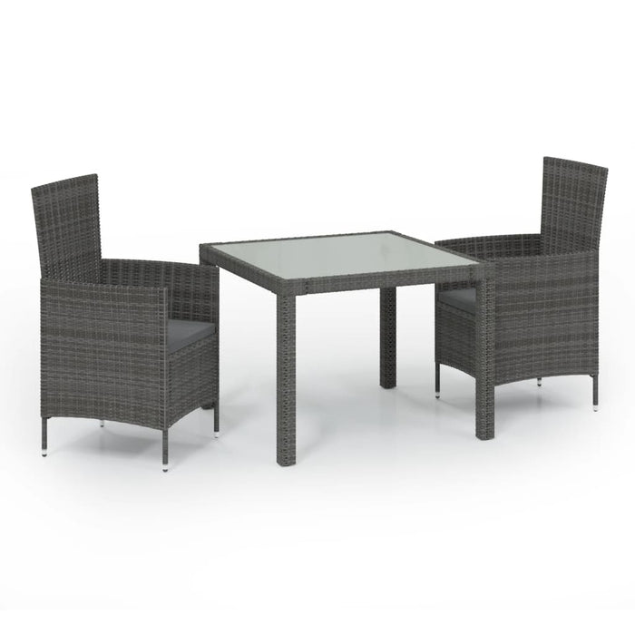 Set mobilier de exterior cu perne, 3 piese, gri, poliratan WALTI