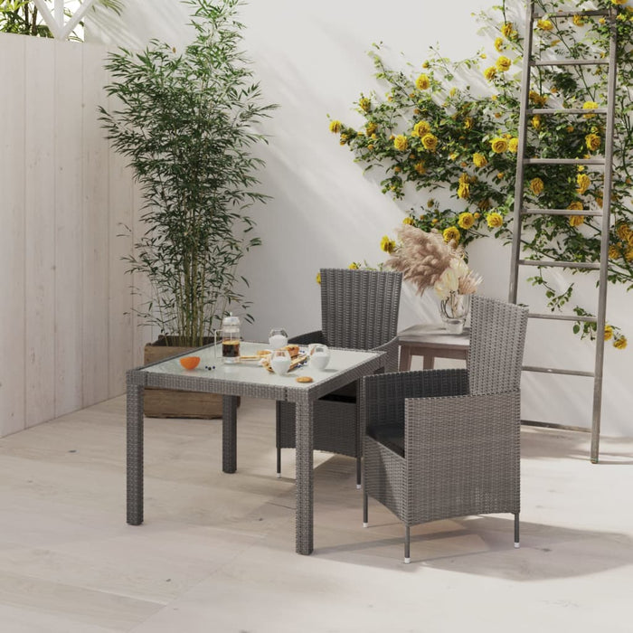 Set mobilier de exterior cu perne, 3 piese, gri, poliratan WALTI