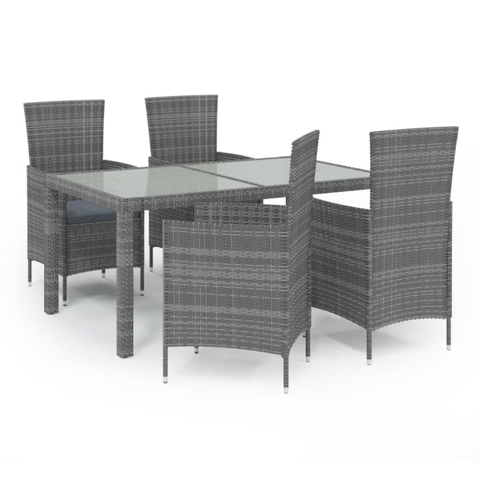 Set mobilier de exterior cu perne, 5 piese, gri, poliratan WALTI