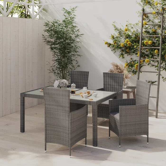 Set mobilier de exterior cu perne, 5 piese, gri, poliratan WALTI