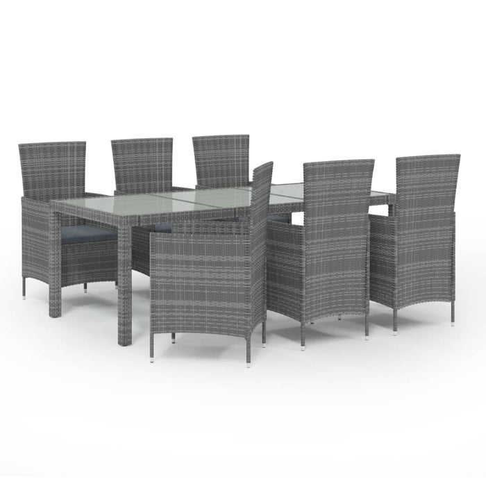 Set mobilier de grădină cu perne, 7 piese, gri, poliratan WALTI