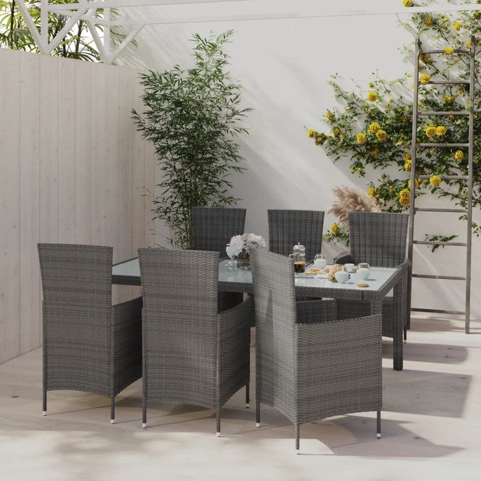 Set mobilier de grădină cu perne, 7 piese, gri, poliratan WALTI