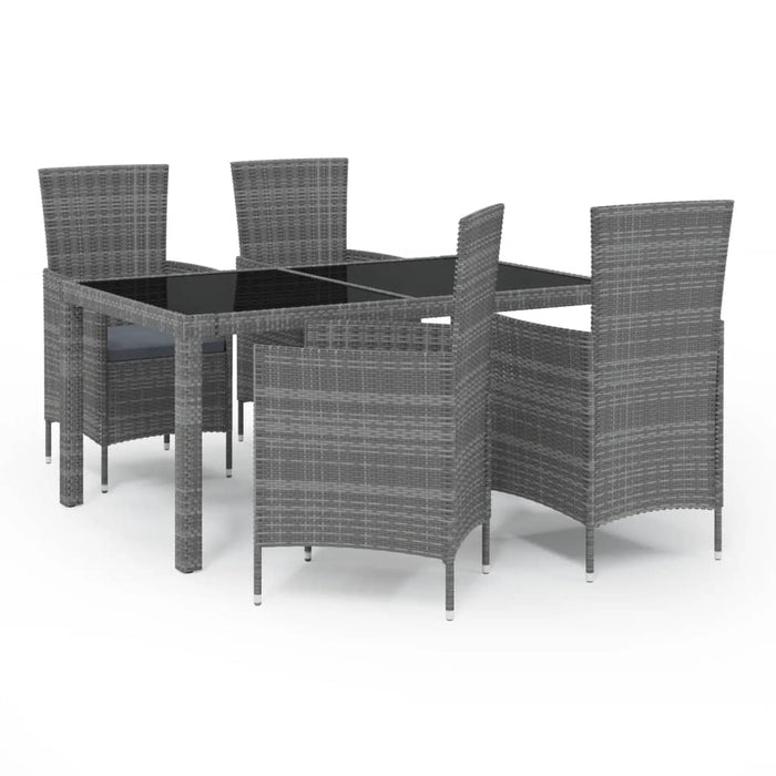 Set mobilier de exterior cu perne, 5 piese, gri, poliratan WALTI