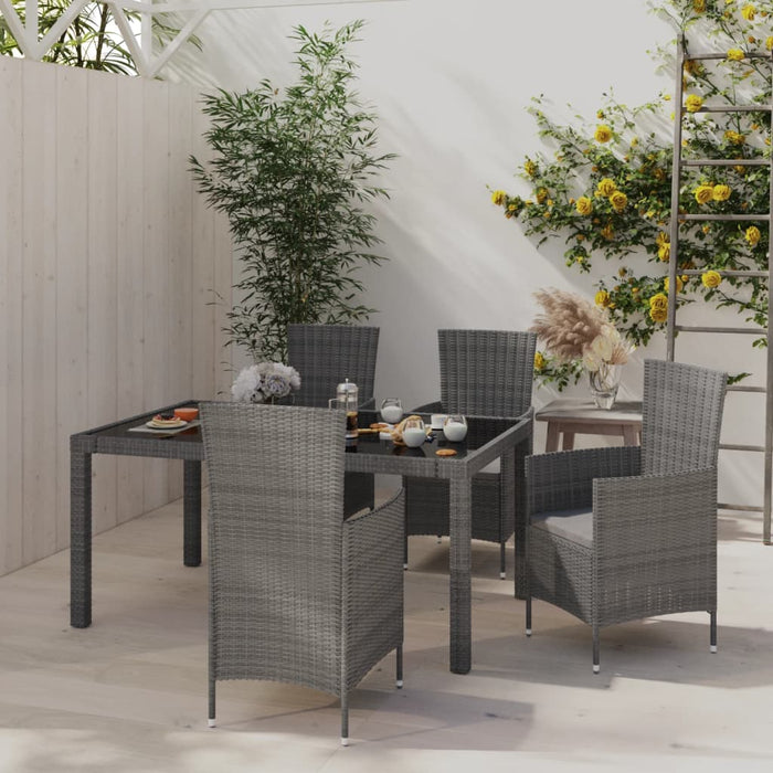 Set mobilier de exterior cu perne, 5 piese, gri, poliratan WALTI